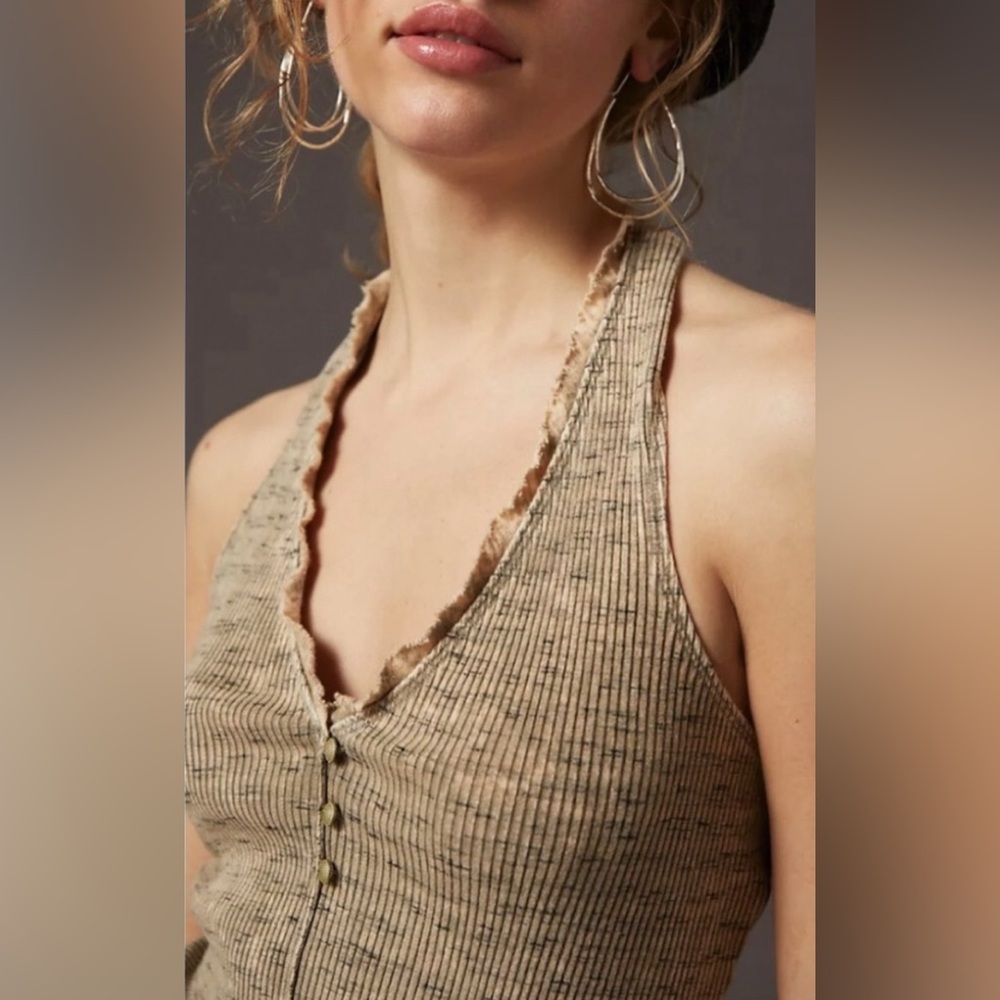 Anthropologie Pilcro Henley Moss Halter Top Women’s - Picture 2 of 15